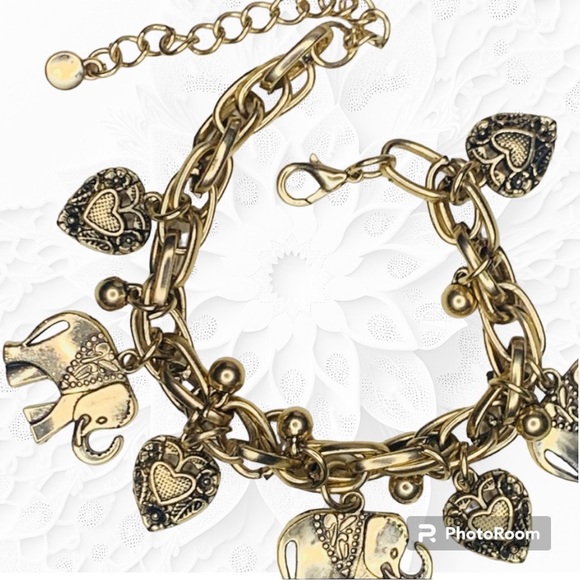 🐘🆕 Amazing Gold Plated Elephant Charms Bracelet - Picture 3 of 3